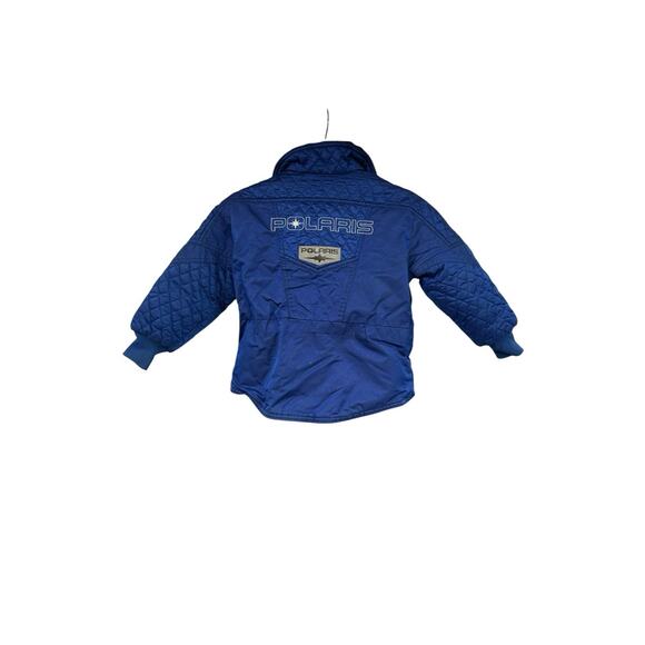 Vintage Kids Polaris Blue Quilted Snowmobiling Ski Snow Jacket Kids Size 10/12? - Picture 1 of 9